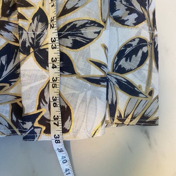 J.CREW Fit & Flare Ivory Linen Dress Gold Black Foil Leaf Print Size 4 NWOT Zip - Picture 13 of 14